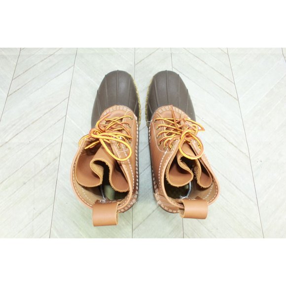 LL Bean 8" Insulated Brown Leather Lace up Ankle Duck Boots Size 8 M - Picture 6 of 9